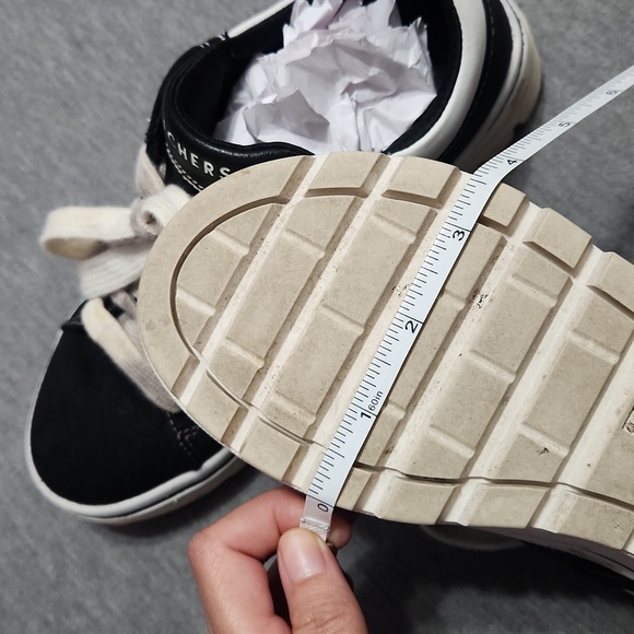 Vintage Y2K SKECHERS Chunky Puffy Platform Lug Sole Black Canvas Sneakers Shoes - Picture 13 of 17